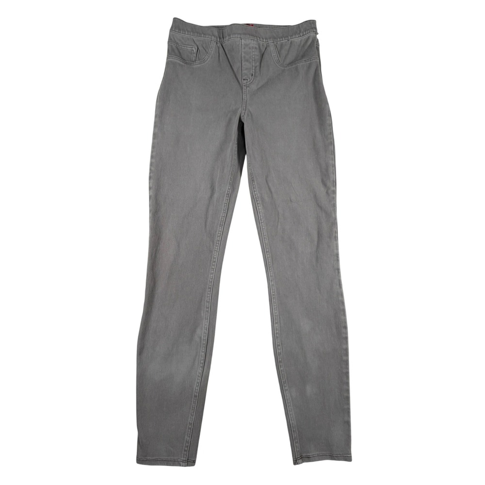 Spanx Pull On Jeans Tall‎ Grey High Rise Skinny Stretch Denim Womens Large